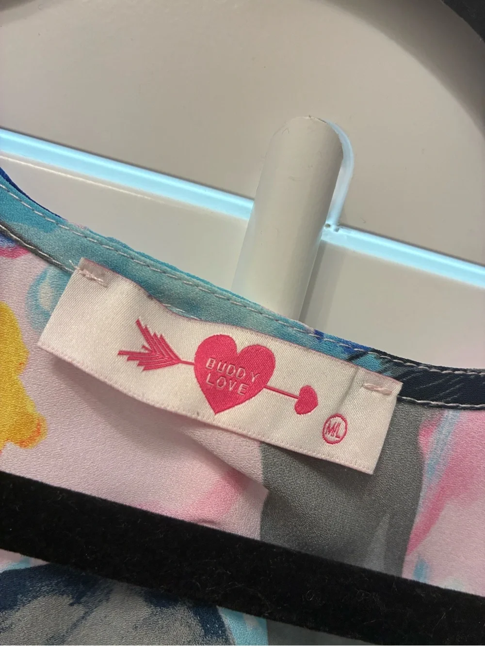 Buddy Love Multicolor Watercolor Print Top — Blue Pink Yellow